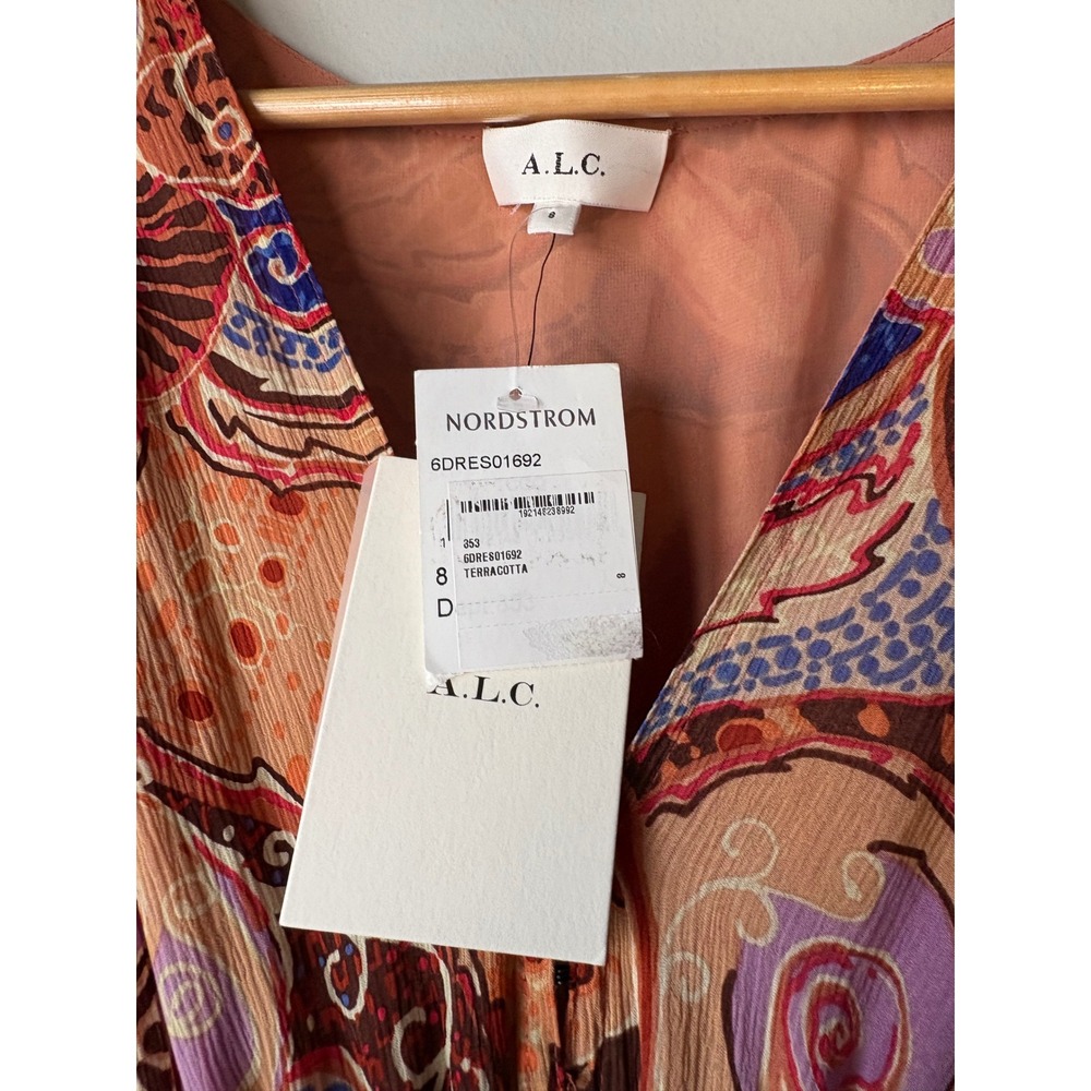 NWT A.L.C. Lucia Paisley Terracotta Midi Maxi Dress Size 8 - Picture 4 of 7